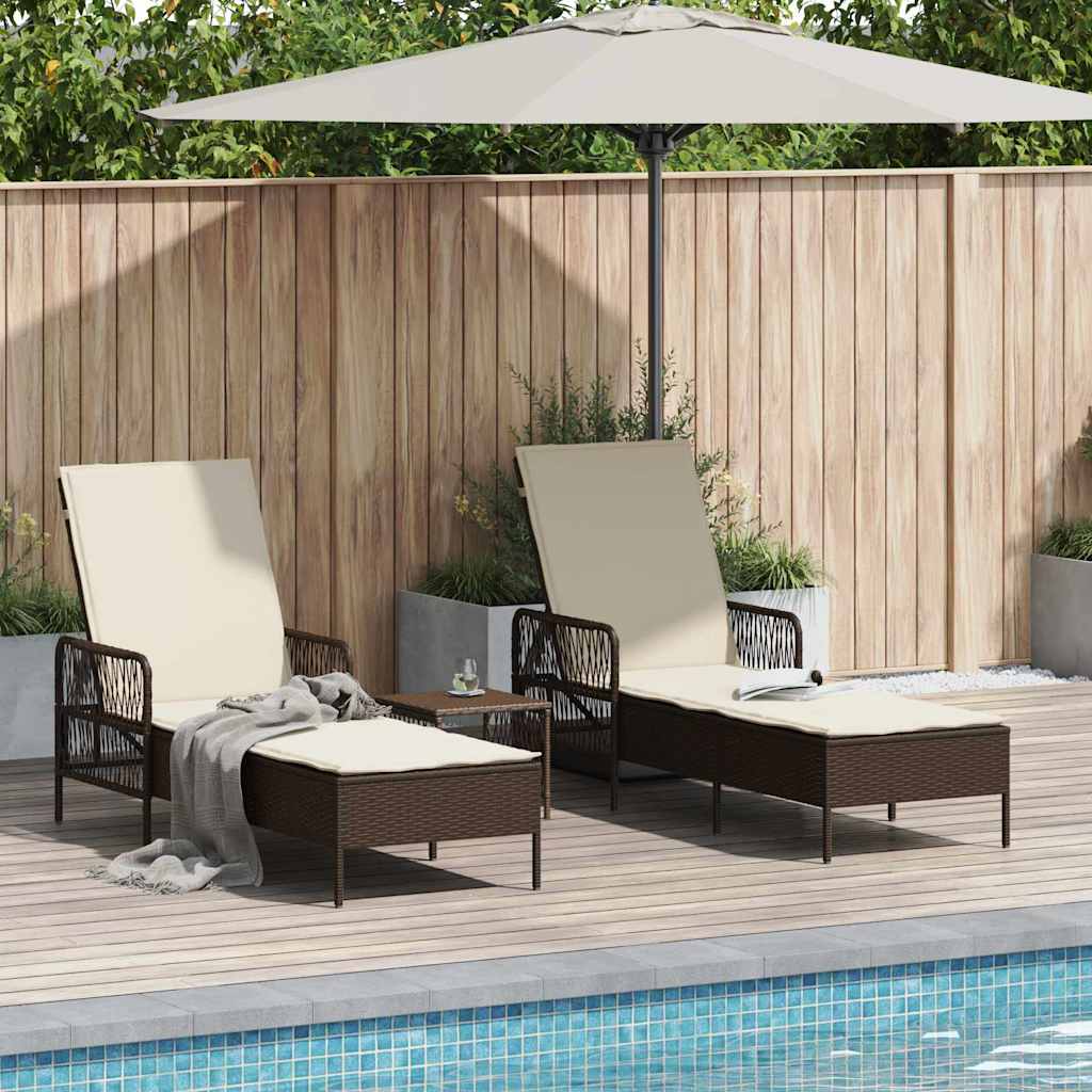 Levně vidaXL Slunečník 3 pcs Hnědá a krémově bílá 200 x 55 x 92 cm polyratan