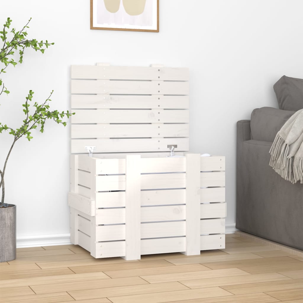 Levně vidaXL Úložný box bílý 58 x 40,5 x 42 cm masivní borové dřevo