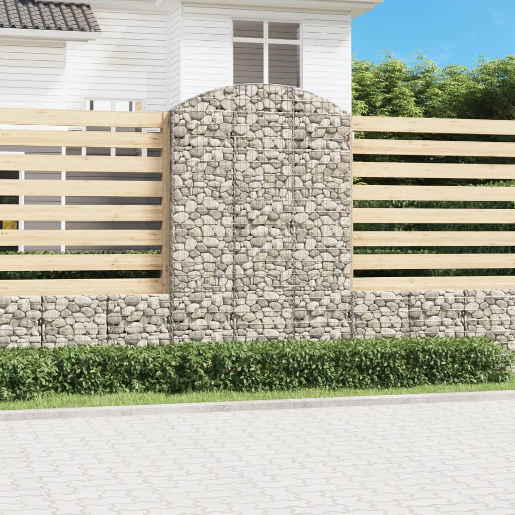 Levně vidaXL Klenutý gabionový koš 150 x 30 x 220/240 cm pozinkované železo