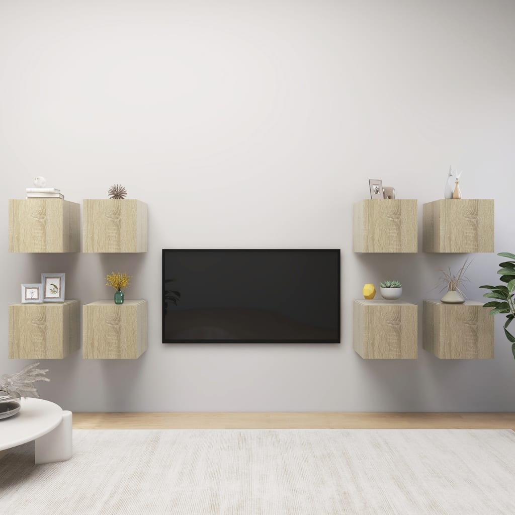 Levně vidaXL Nástěnné TV skříňky 8 ks dub sonoma 30,5 x 30 x 30 cm