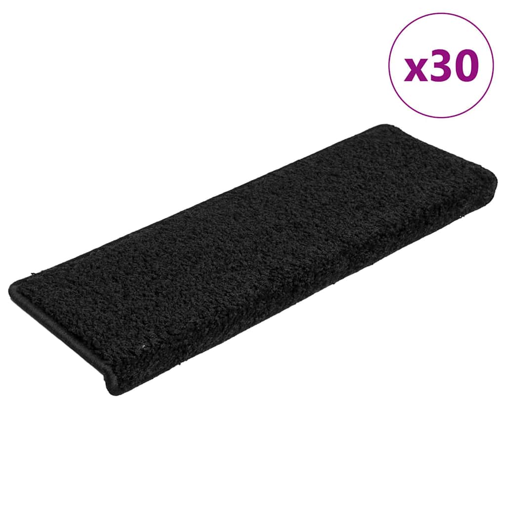 Levně vidaXL Schodové rohože 30 ks 65 x 21 x 4 cm černé s obdélníkovým okrajem