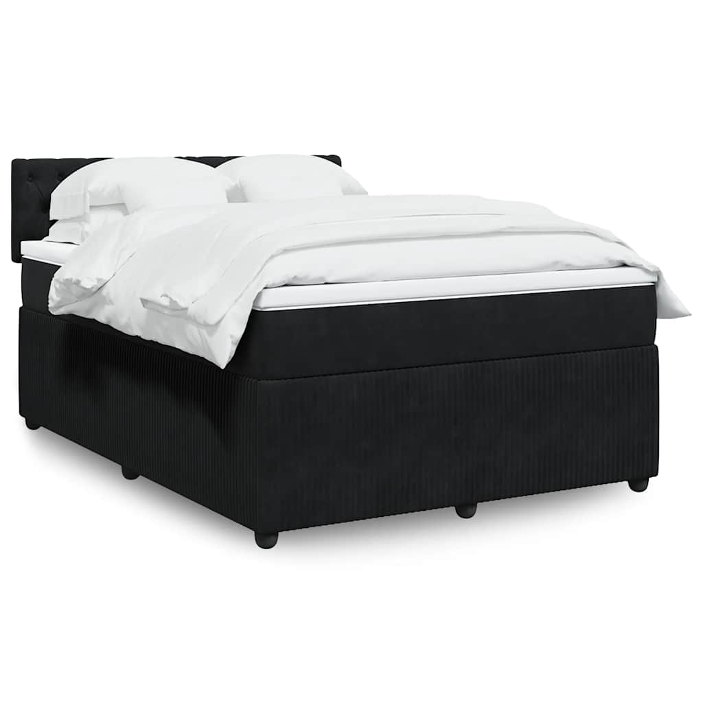 Levně vidaXL Box spring postel s matrací černá 140 x 190 cm samet