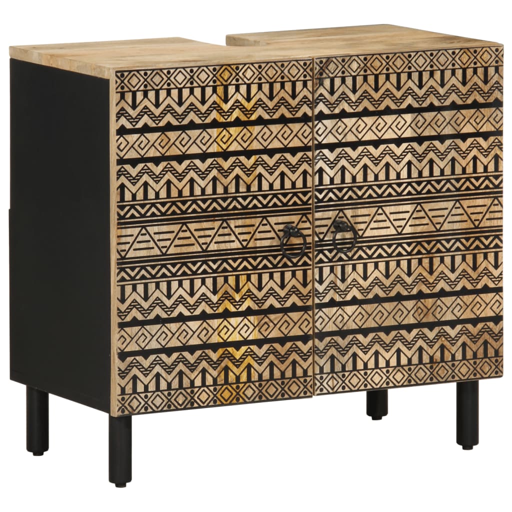 Levně vidaXL Koupelnová skříňka pod umyvadlo černá 62 x 33 x 58 cm mangovník