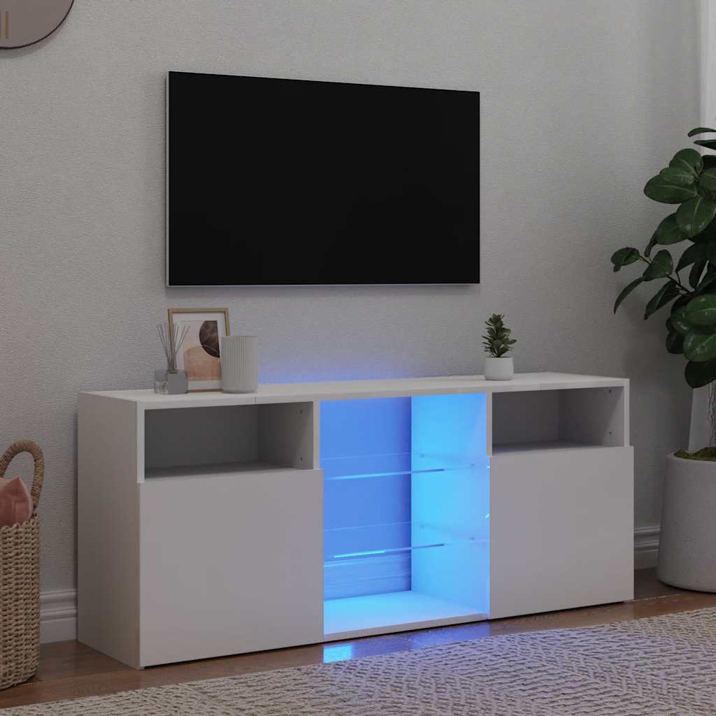 Levně vidaXL TV skříňka s LED osvětlením bílá 120 x 30 x 50 cm