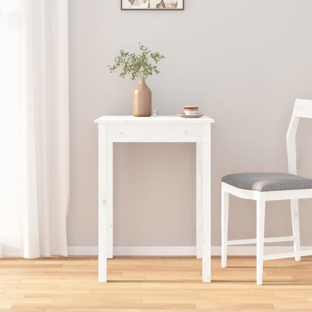 Levně vidaXL Jídelní stůl bílý 55 x 55 x 75 cm masivní borové dřevo