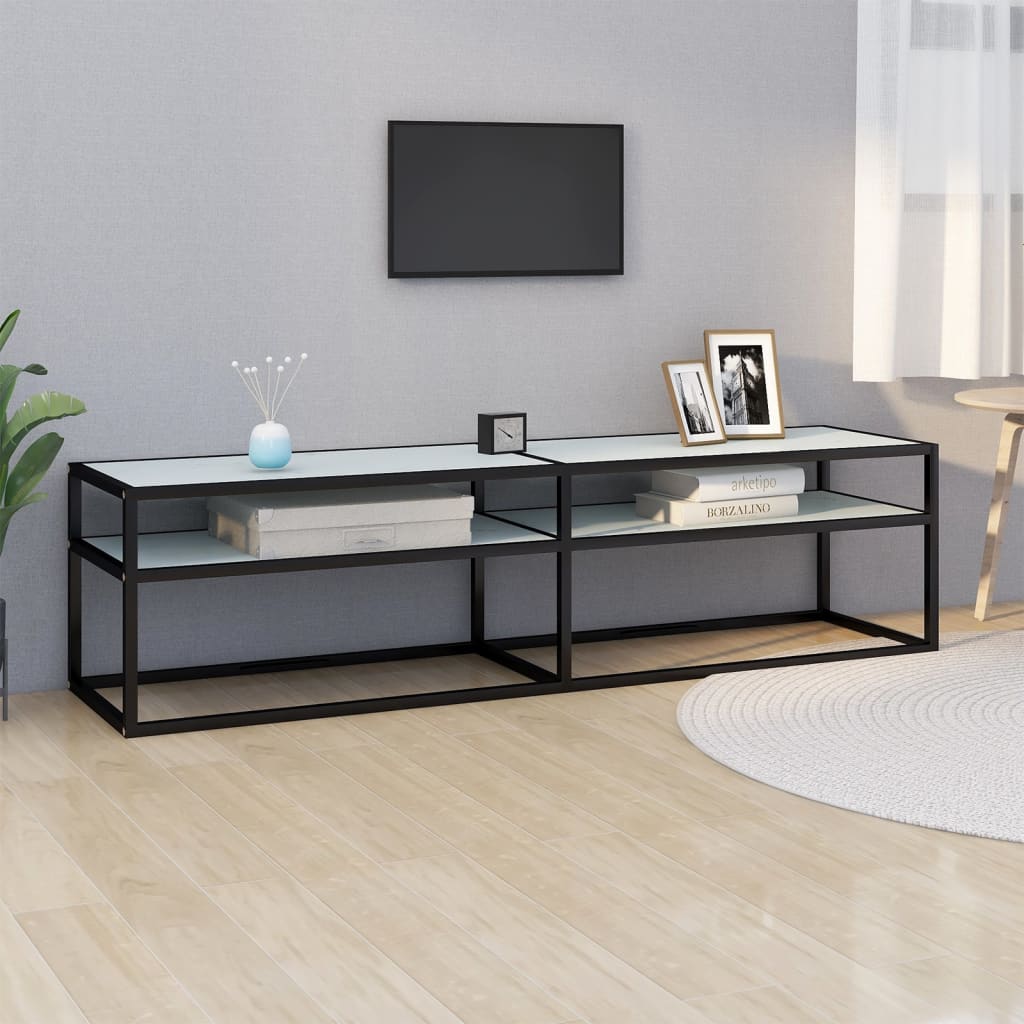 Levně vidaXL TV stolek bílý mramor 160 x 40 x 40,5 cm tvrzené sklo