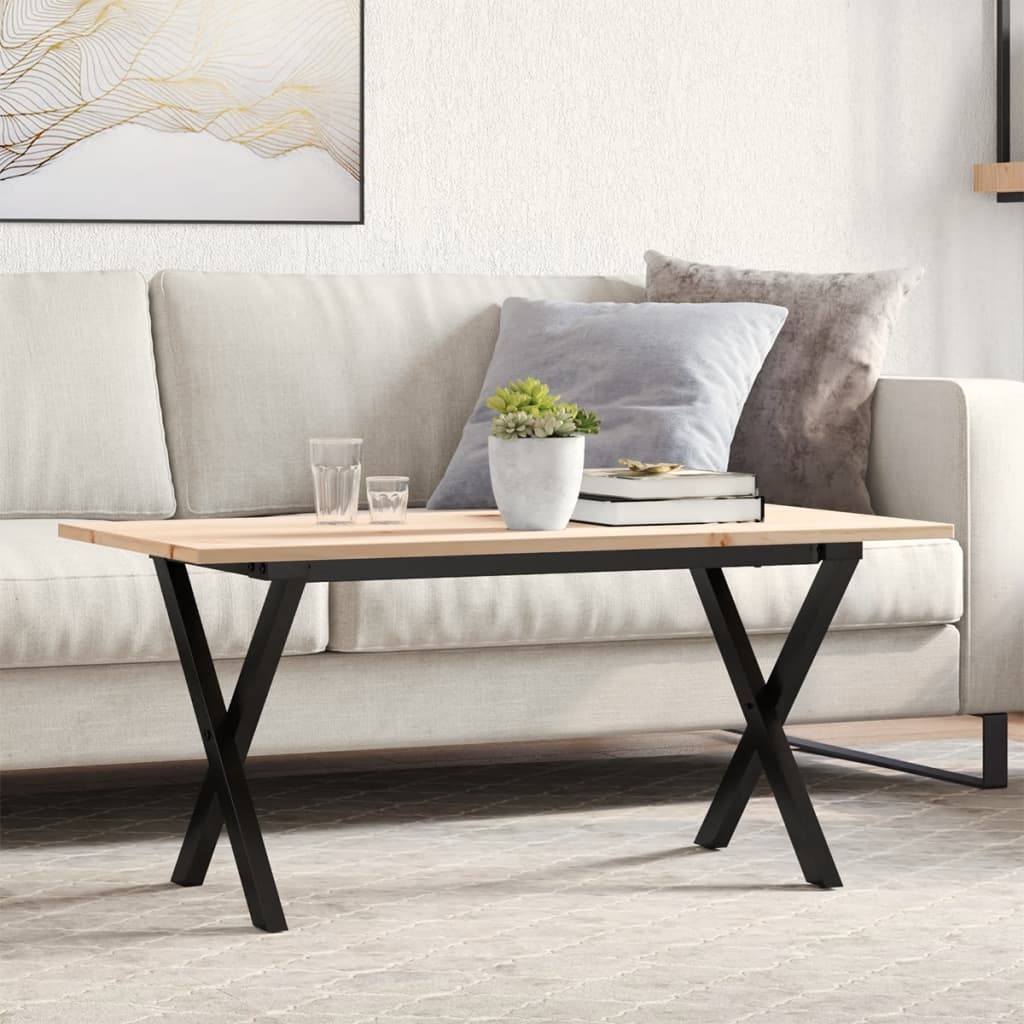 Levně vidaXL Konferenční stolek s X rámem 90x40x45 cm borové dřevo a ocel
