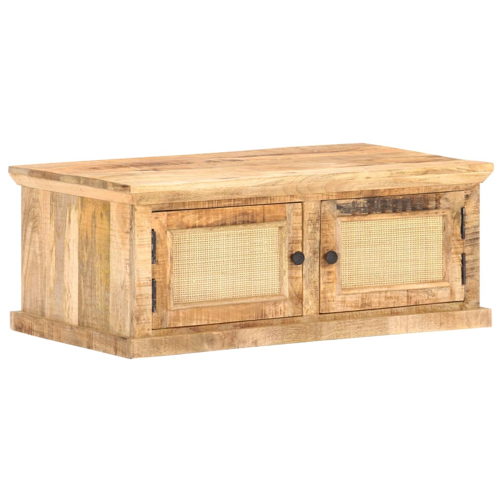 Levně vidaXL Konferenční stolek 90x50x35 cm masivní mangovník přírodní rákos