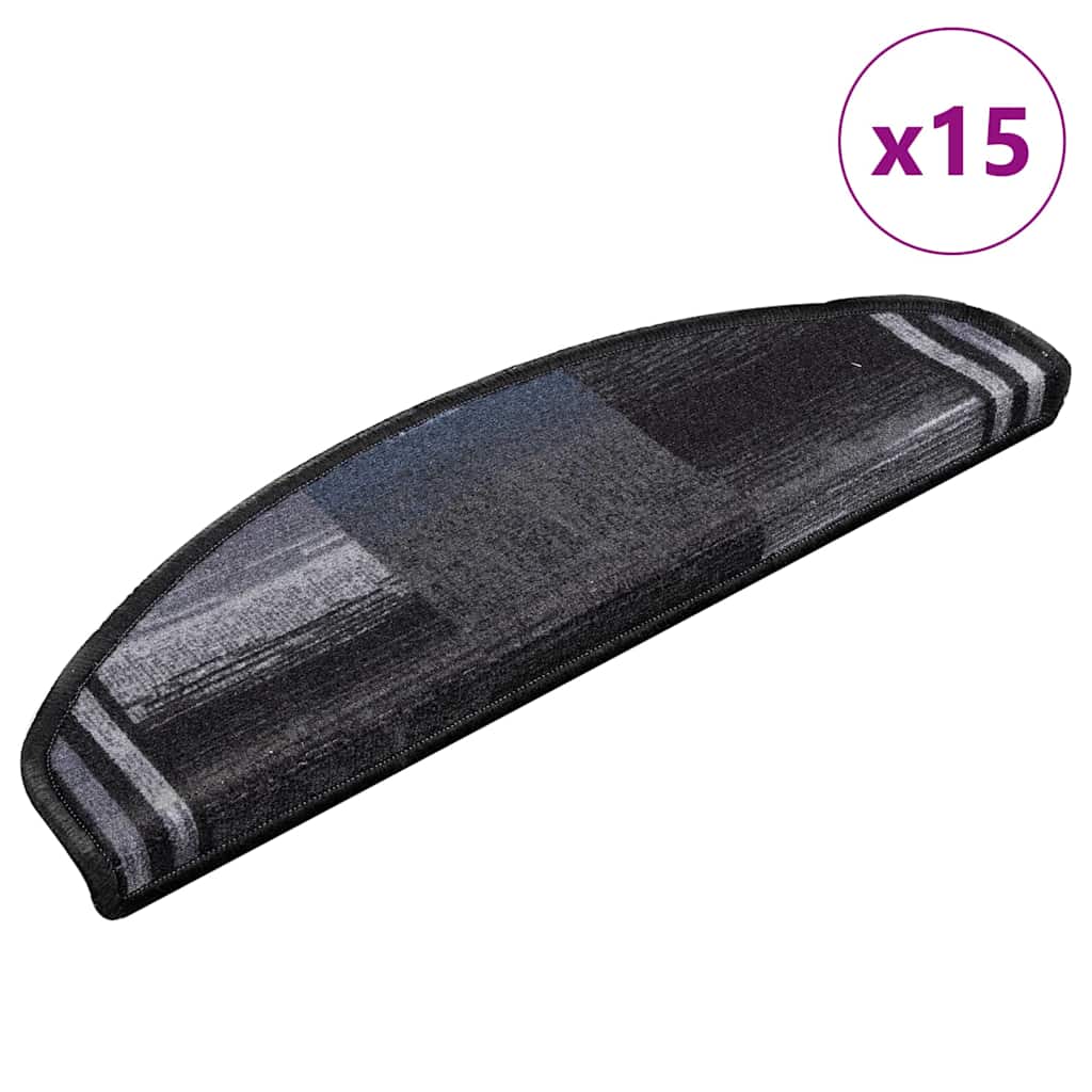 Levně vidaXL Samolepící nášlapy na schody 15 ks černo-šedé 65 x 21 x 4 cm