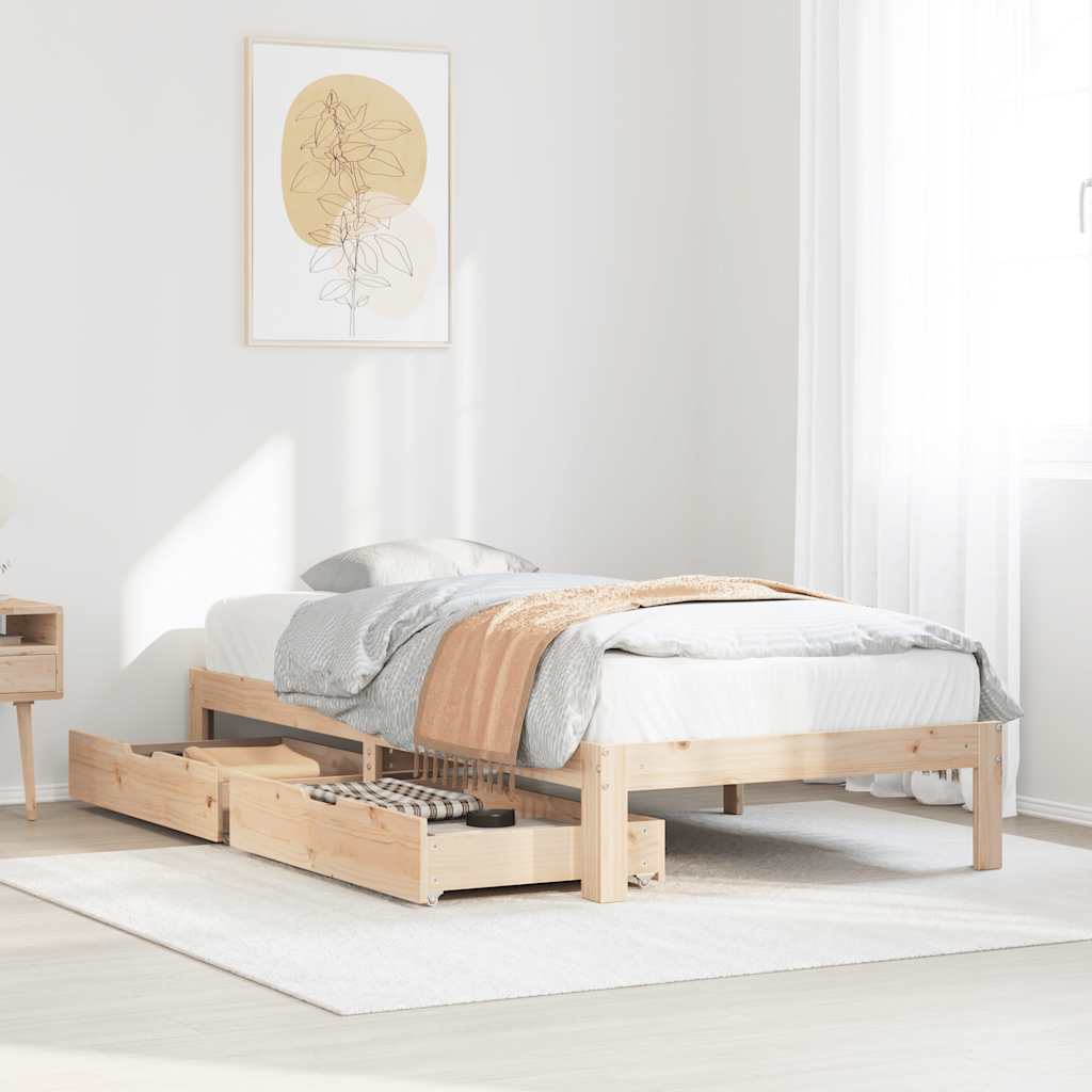 Levně vidaXL Rám postele se zásuvkami 100 x 200 cm masivní borové dřevo
