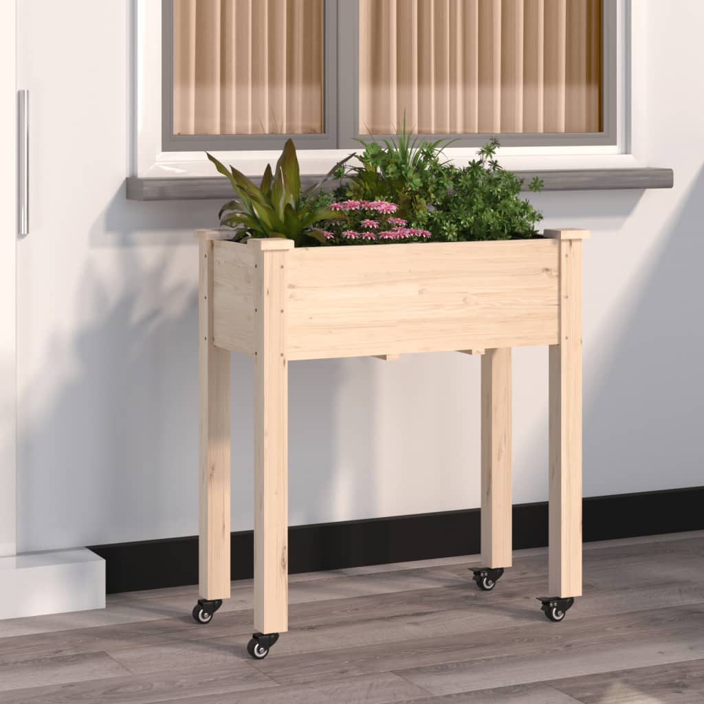 Levně vidaXL Truhlík na kolečkách s vložkou 71x37x80cm masivní jedlové dřevo