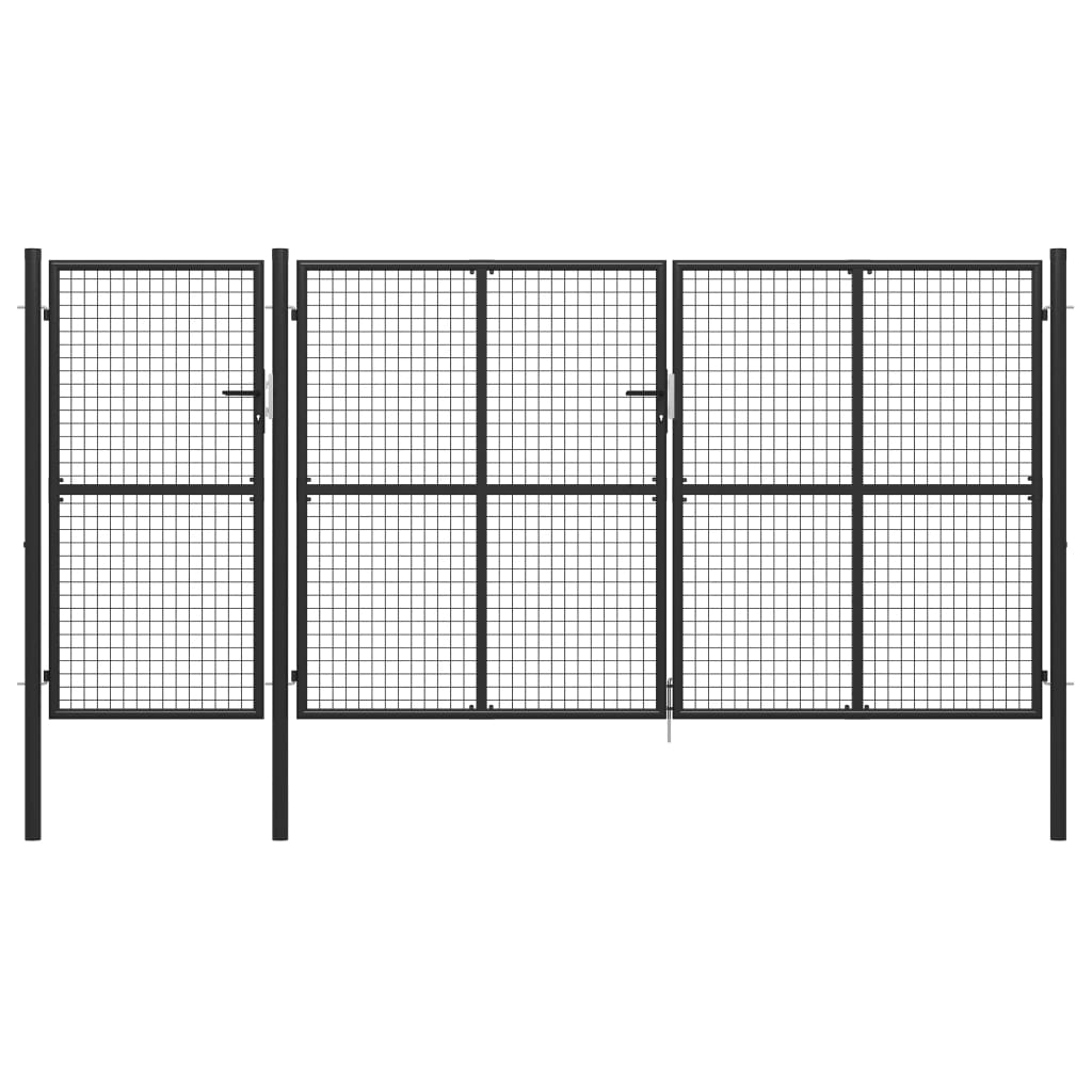 Levně vidaXL Zahradní brána ocel 400 x 150 cm antracitová