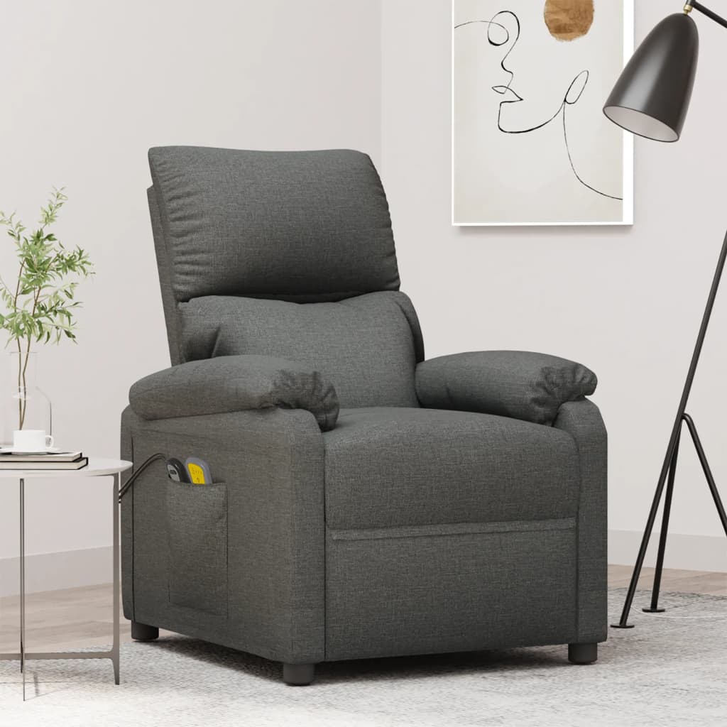Levně vidaXL Elektrické masážní křeslo tmavě šedé textil
