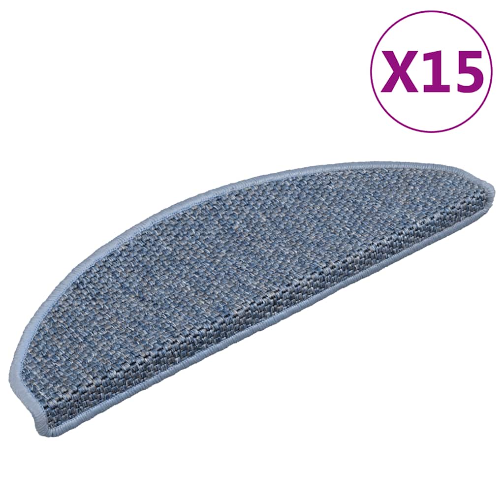 Levně vidaXL Samolepící nášlapy na schody vzhled sisal 15 ks 65x21x4cm modré