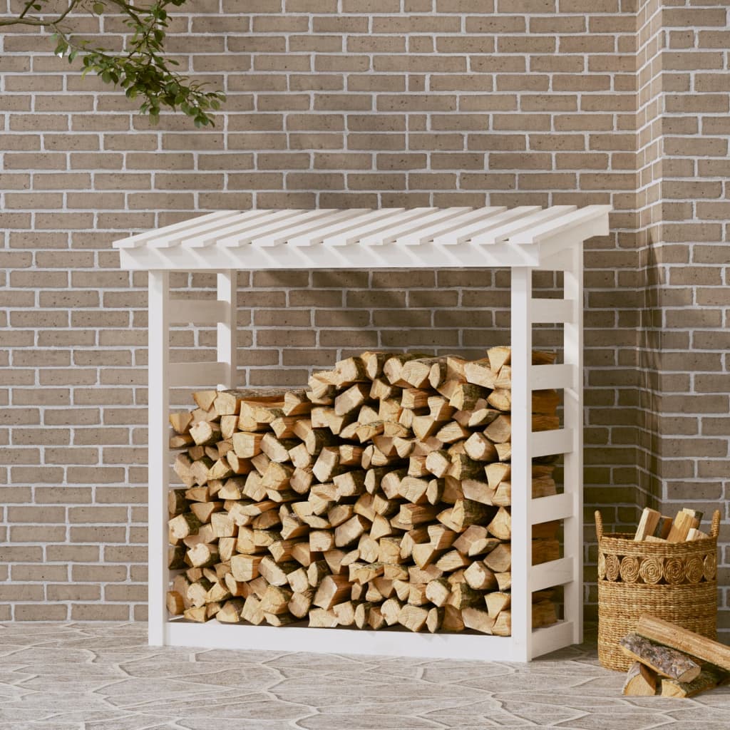 Levně vidaXL Stojan na dřevo bílý 108x64,5x110 cm masivní borovice