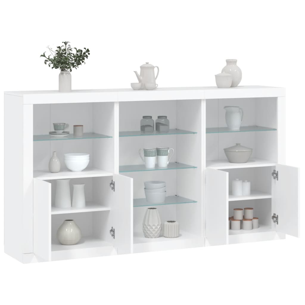 Levně vidaXL Příborník s LED osvětlením bílý 181,5 x 37 x 100 cm