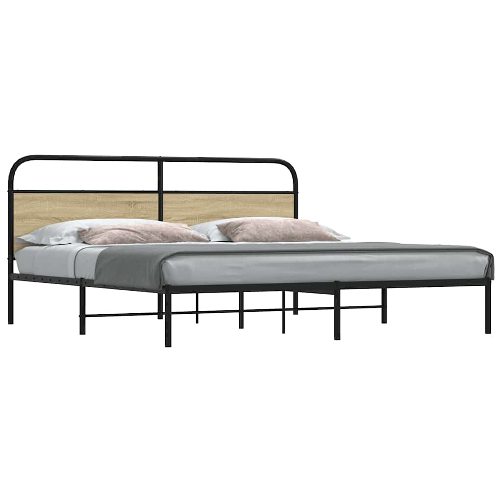 Levně vidaXL Kovový rám postele bez matrace dub sonoma 183 x 213 cm