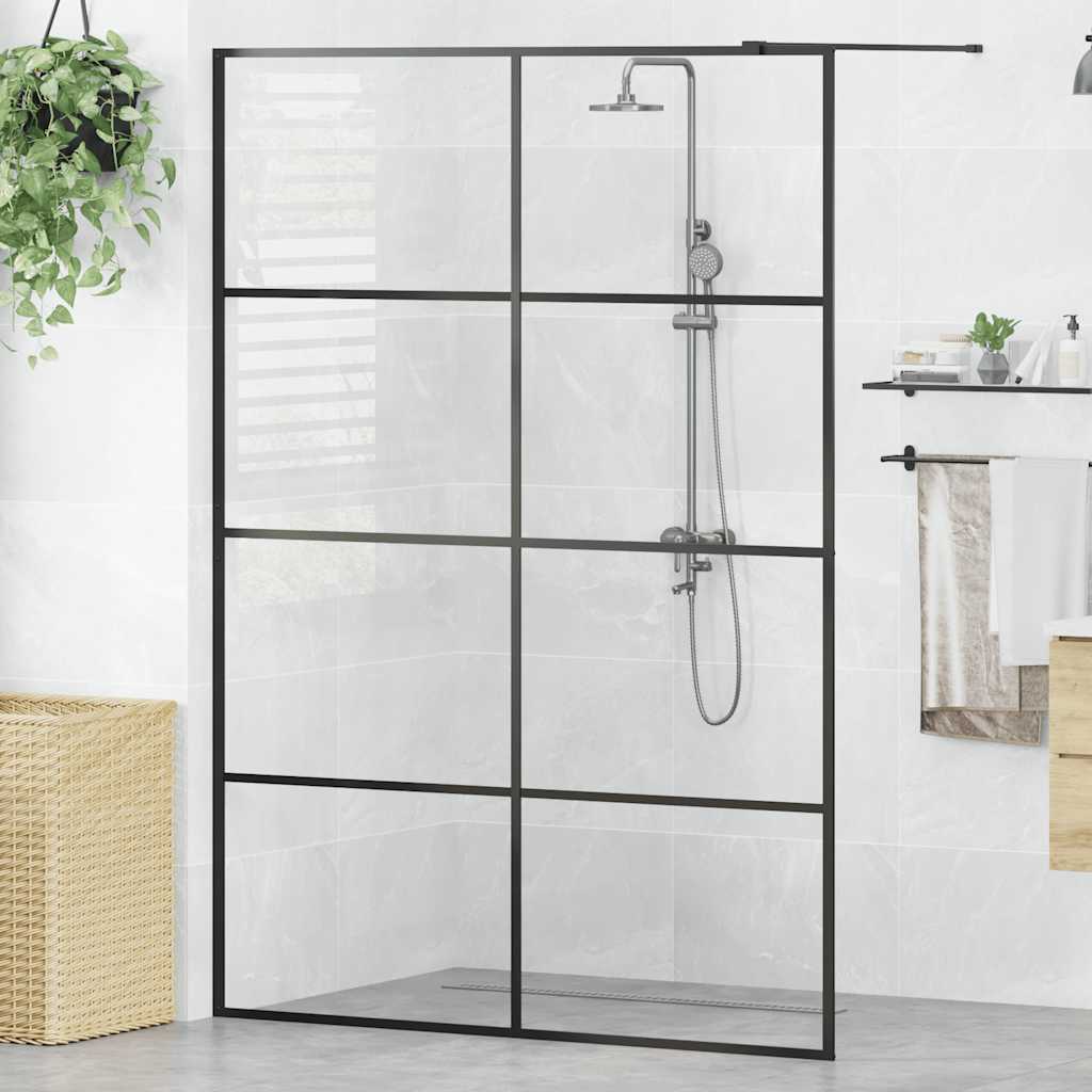 Levně vidaXL Zástěna do průchozí sprchy čiré ESG sklo 140 x 195 cm černá