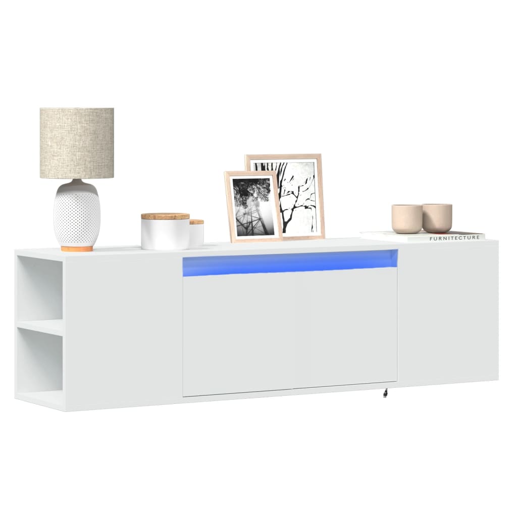 Levně vidaXL Nástěnná TV skříňka s LED osvětlením bílá 135 x 31 x 39,5 cm
