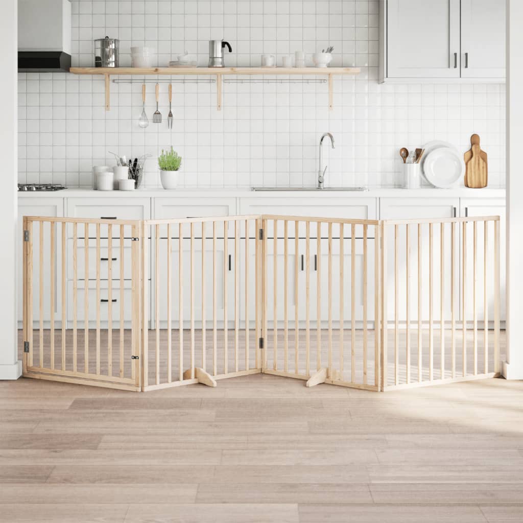 Levně vidaXL Zábrana pro psy s dvířky skládací 4 panely 320cm topolové dřevo