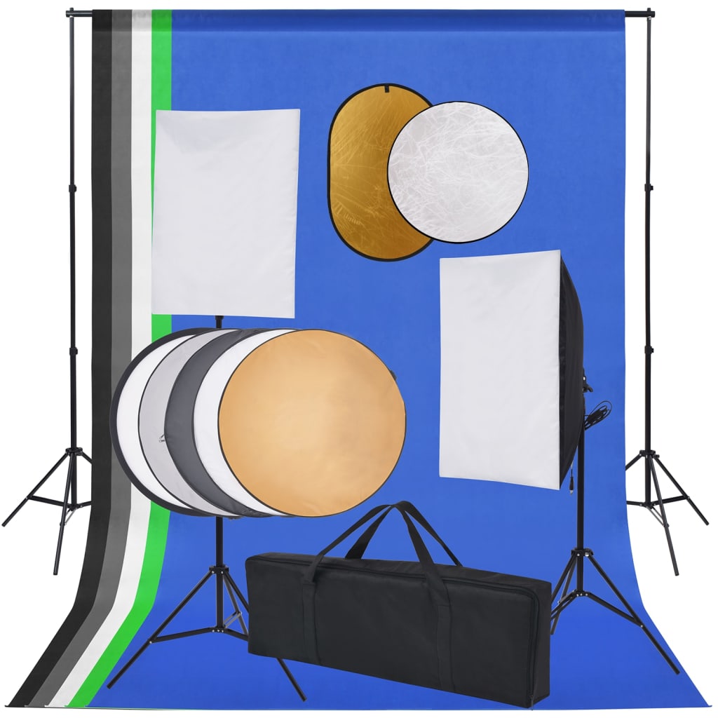 Levně vidaXL Foto studio set se softboxy, fotopozadím a odraznou deskou