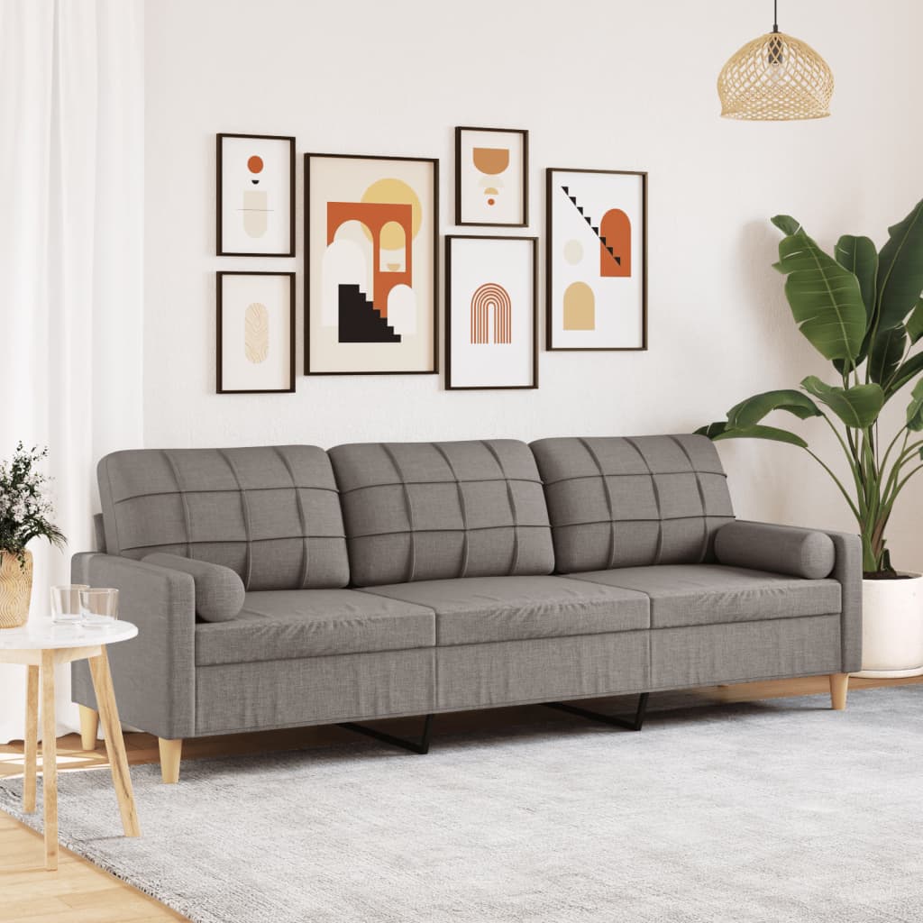 Levně vidaXL 3místná pohovka s polštáři taupe 210 cm textil
