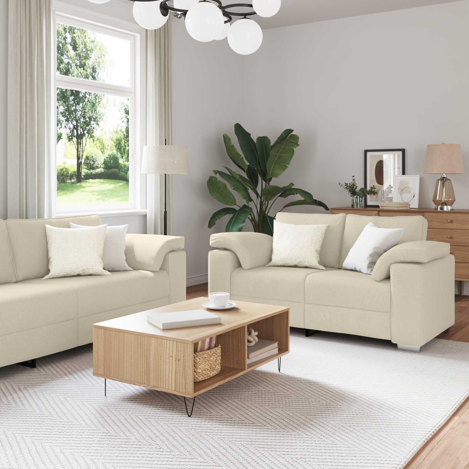 Levně vidaXL Pohovka 2 pcs Taupe 219 x 80 x 82 cm textil