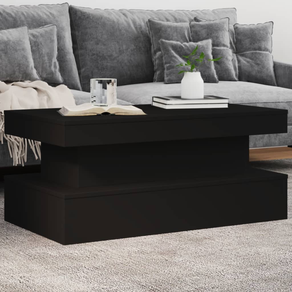 Levně vidaXL Konferenční stolek s LED osvětlením černý 90 x 50 x 40 cm