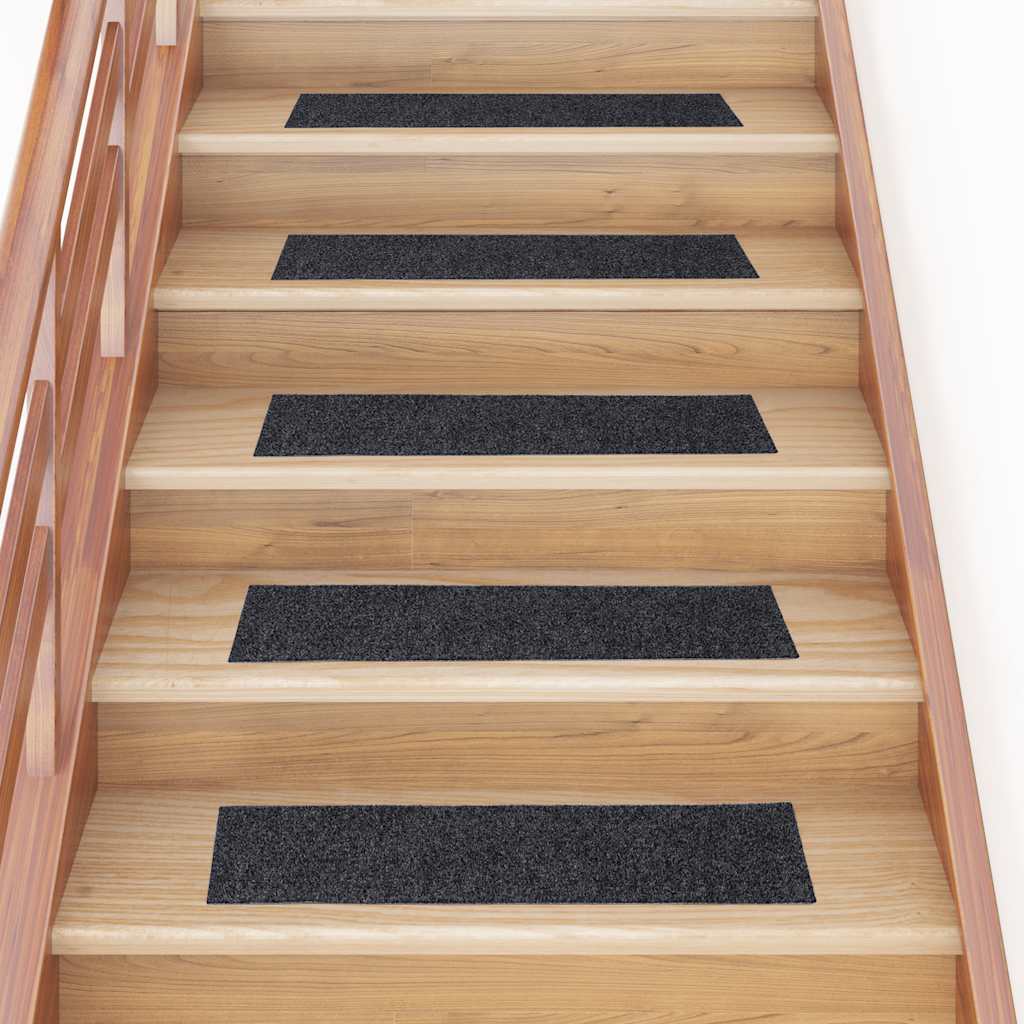 Levně vidaXL Schodové rohože samolepicí 30 ks 76 x 20 cm tmavě šedé obdélníkové