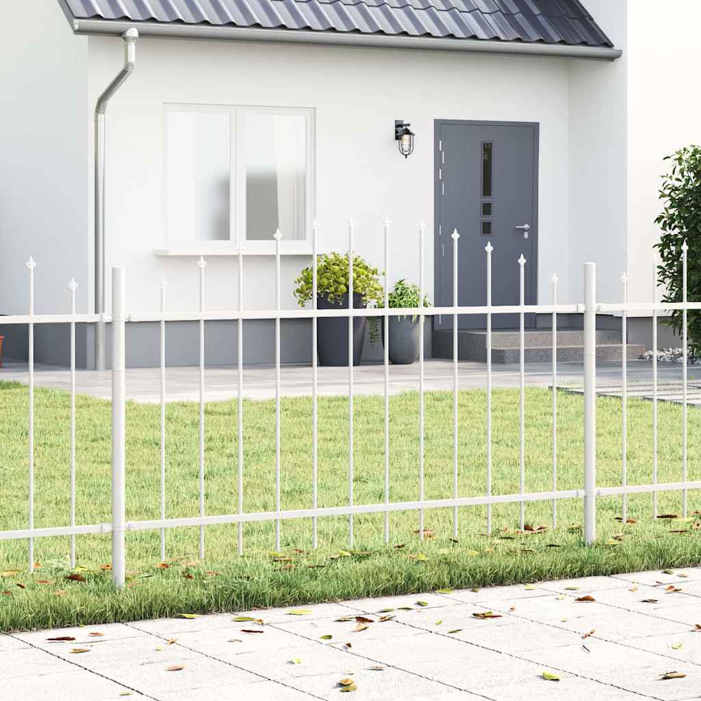 Levně vidaXL Zahradní plot 7 pcs Bílá 170 x 140 cm Práškově lakovaná ocel