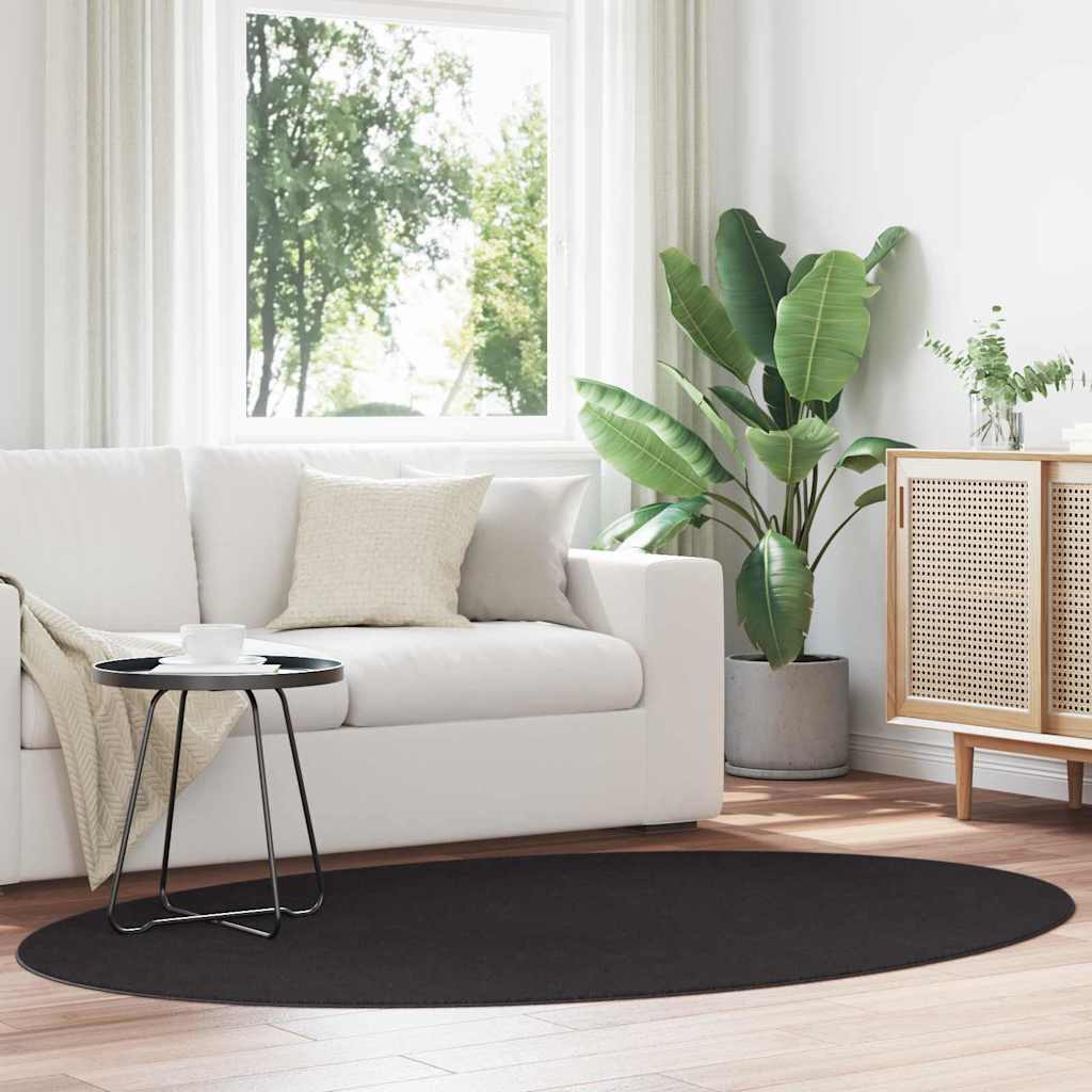 Levně vidaXL Kusové koberce Oválný HUARTE Černá 140 x 200 cm 100% polyester