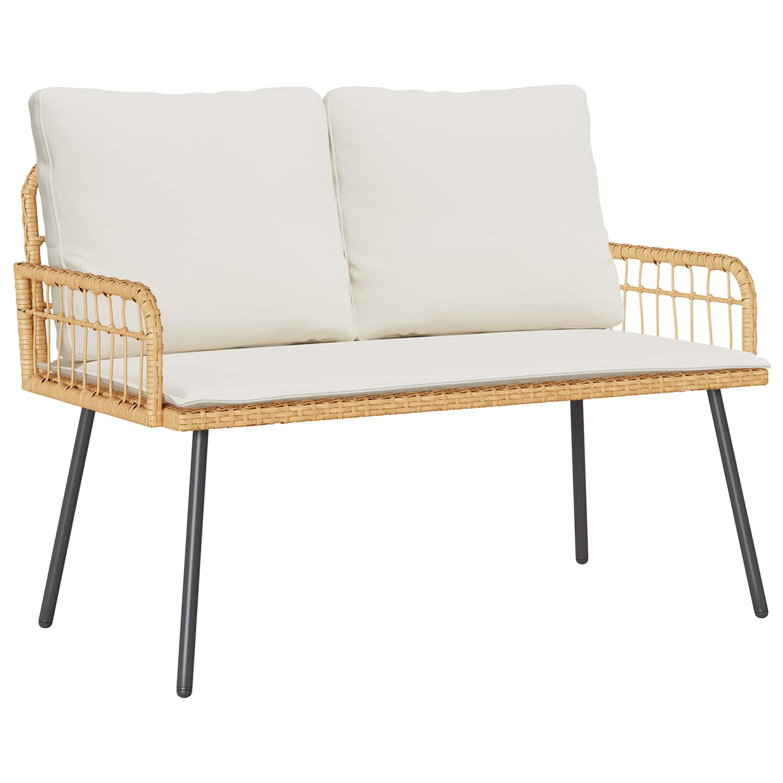 vidaXL Zahradní lavice s polštářem Příroda 114 x 64 x 90cm Ocel