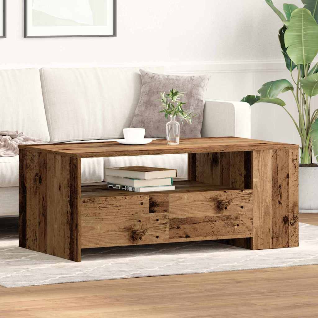 Levně vidaXL Konferenční stolek se zásuvkou Staré dřevo 102 x 55 x 43,5 cm