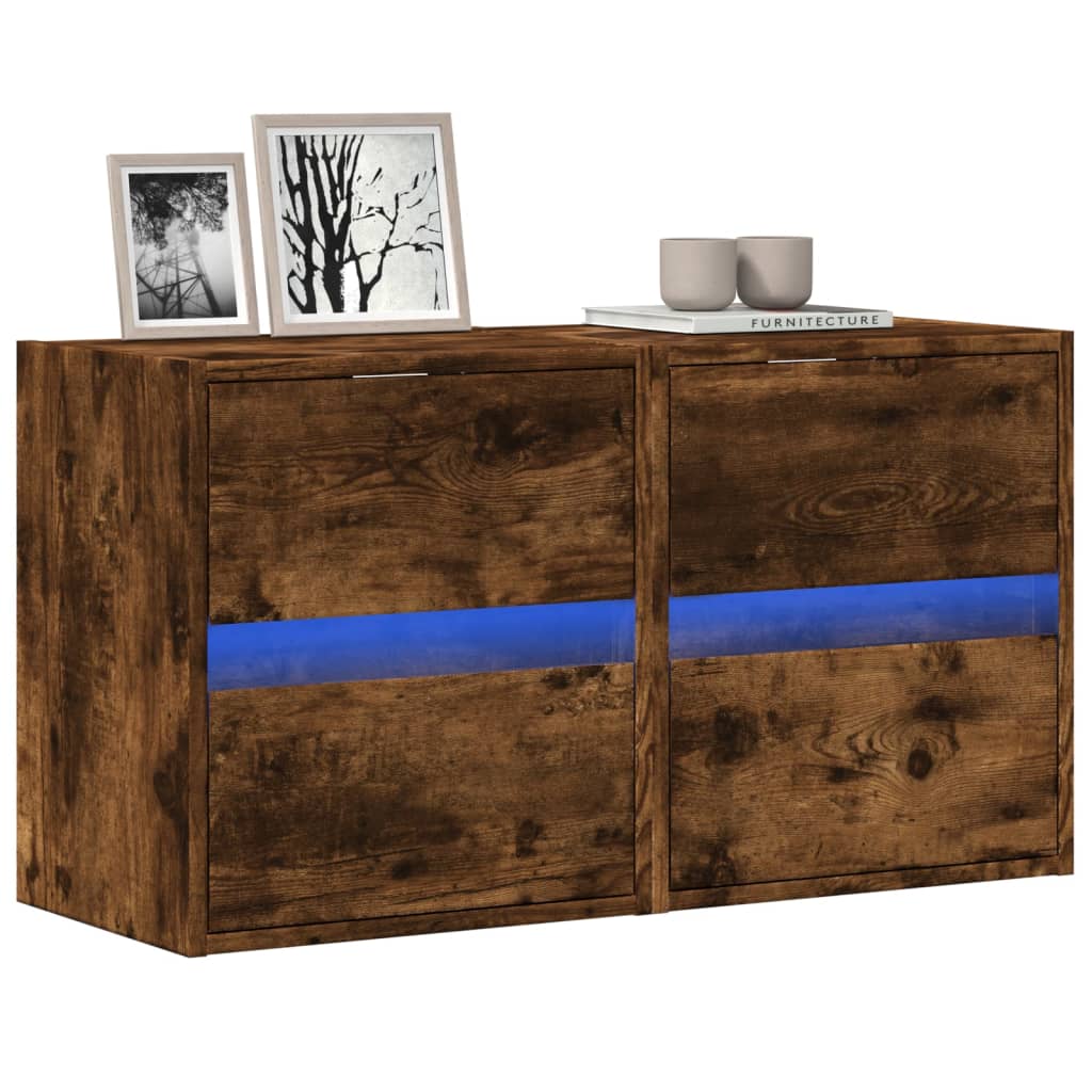 Levně vidaXL Nástěnné TV skříňky s LED 2 ks kouřový dub 41 x 31 x 45 cm
