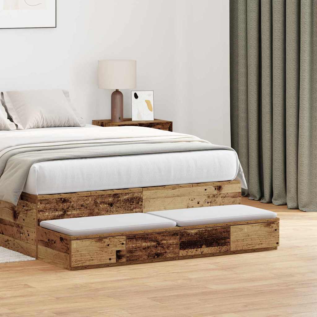 Levně vidaXL Zásuvky pod postel se zásuvkou Staré dřevo 120 x 36,5 x 16,5 cm