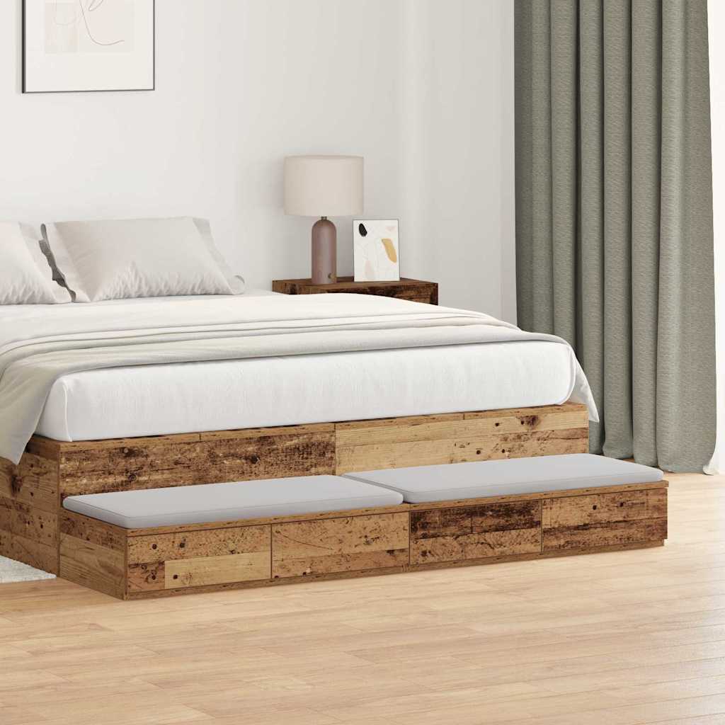 Levně vidaXL Zásuvky pod postel se zásuvkou Staré dřevo 135 x 36,5 x 16,5 cm