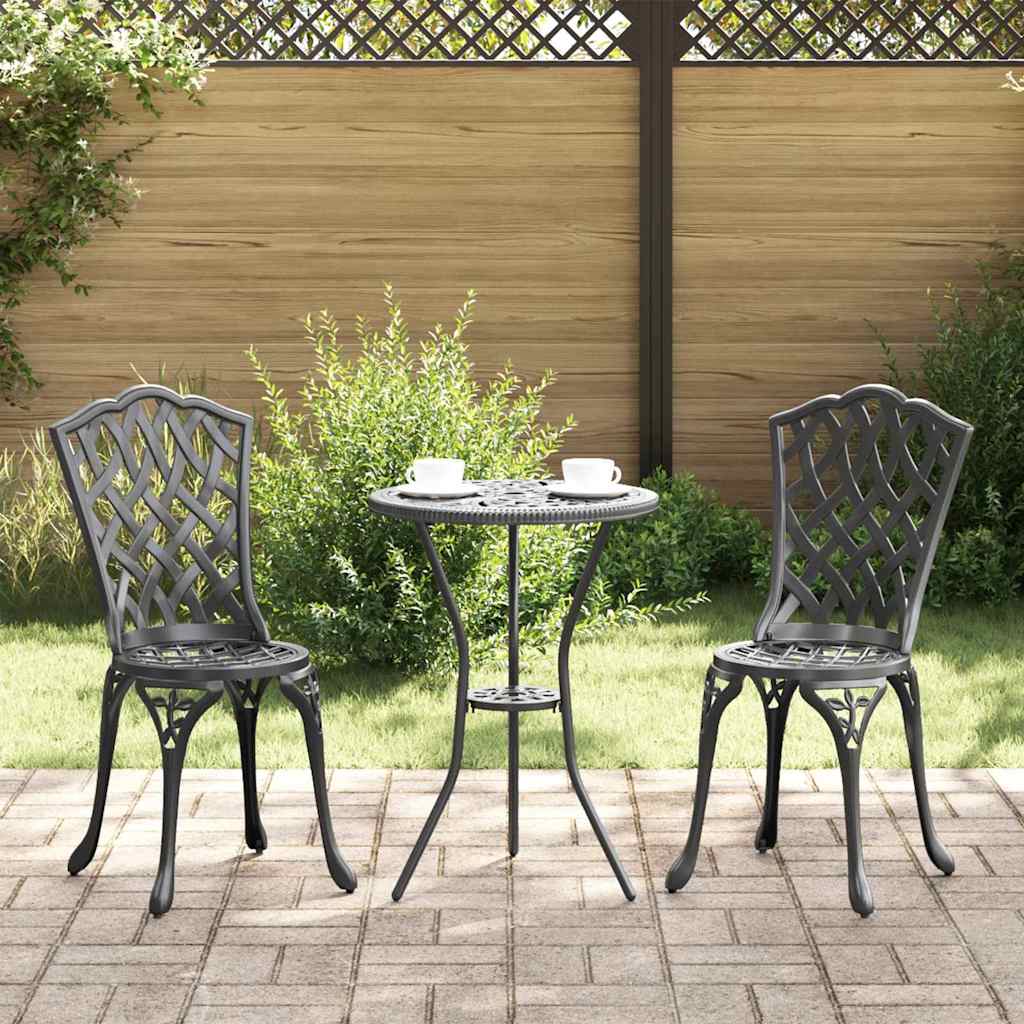 vidaXL Zahradní bistro set 3 pcs Černá Hliník