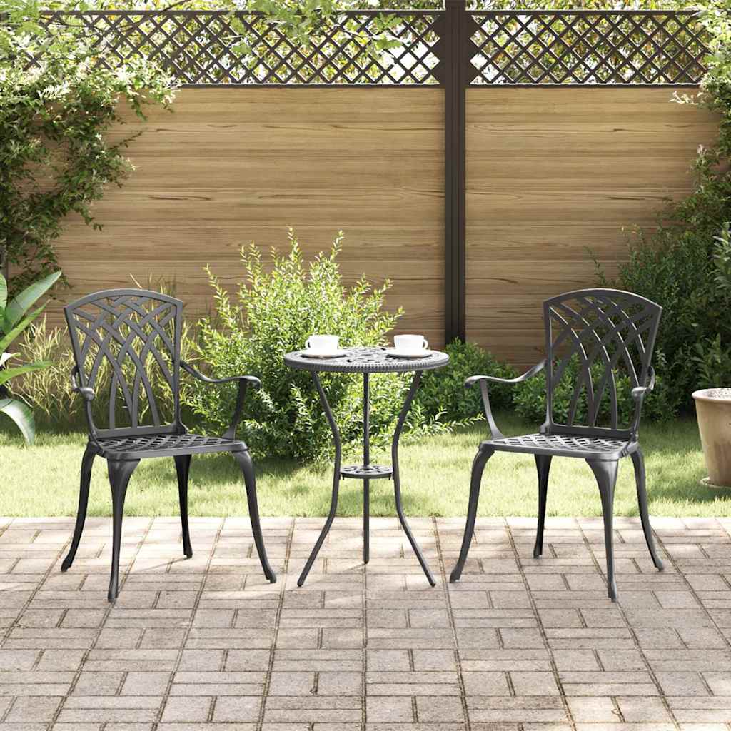 Levně vidaXL Zahradní křeslo 2 pcs Černá 53 x 51 x 88,5cm Hliník