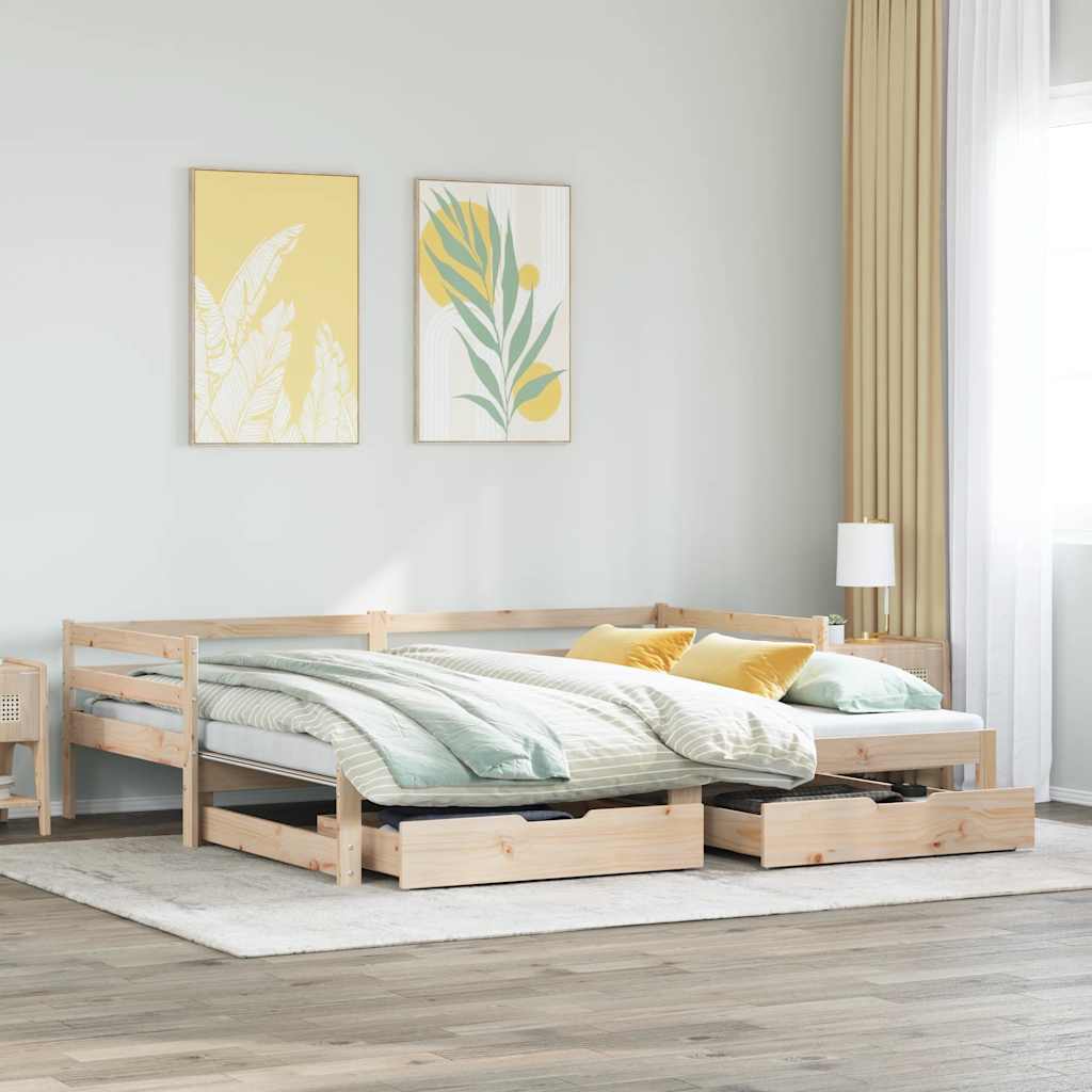 Levně vidaXL Válenda s přistýlkou a zásuvkami bez matrace 90x190 cm