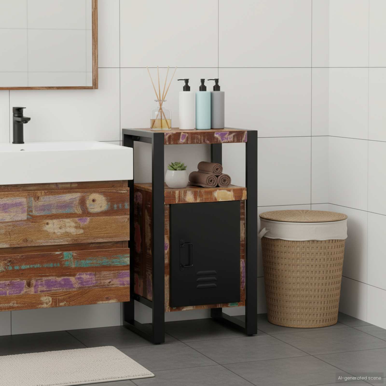 Levně vidaXL Koupelnová skříň Hnědá 40 x 35 x 75 cm Masivní obnovované dřevo