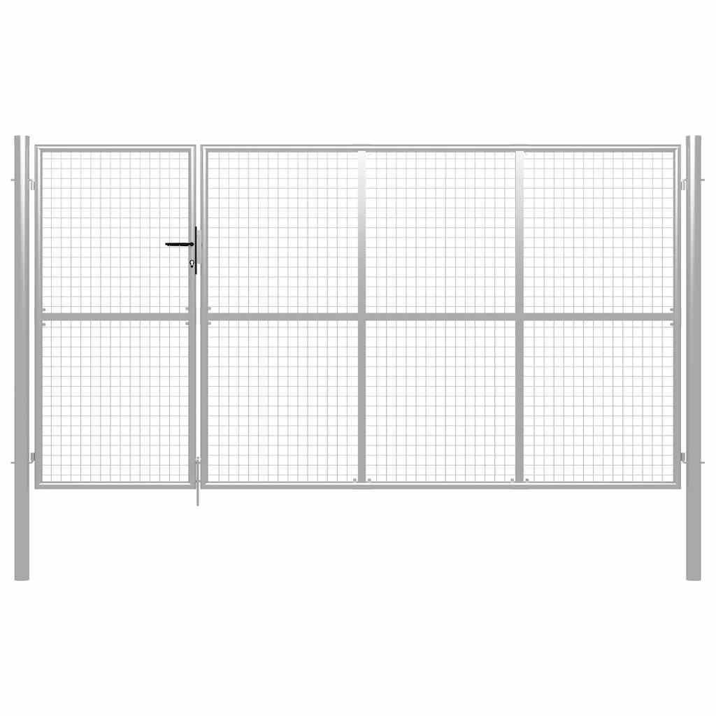 Levně vidaXL Zahradní plotová brána ocel 350 x 150 cm stříbrná