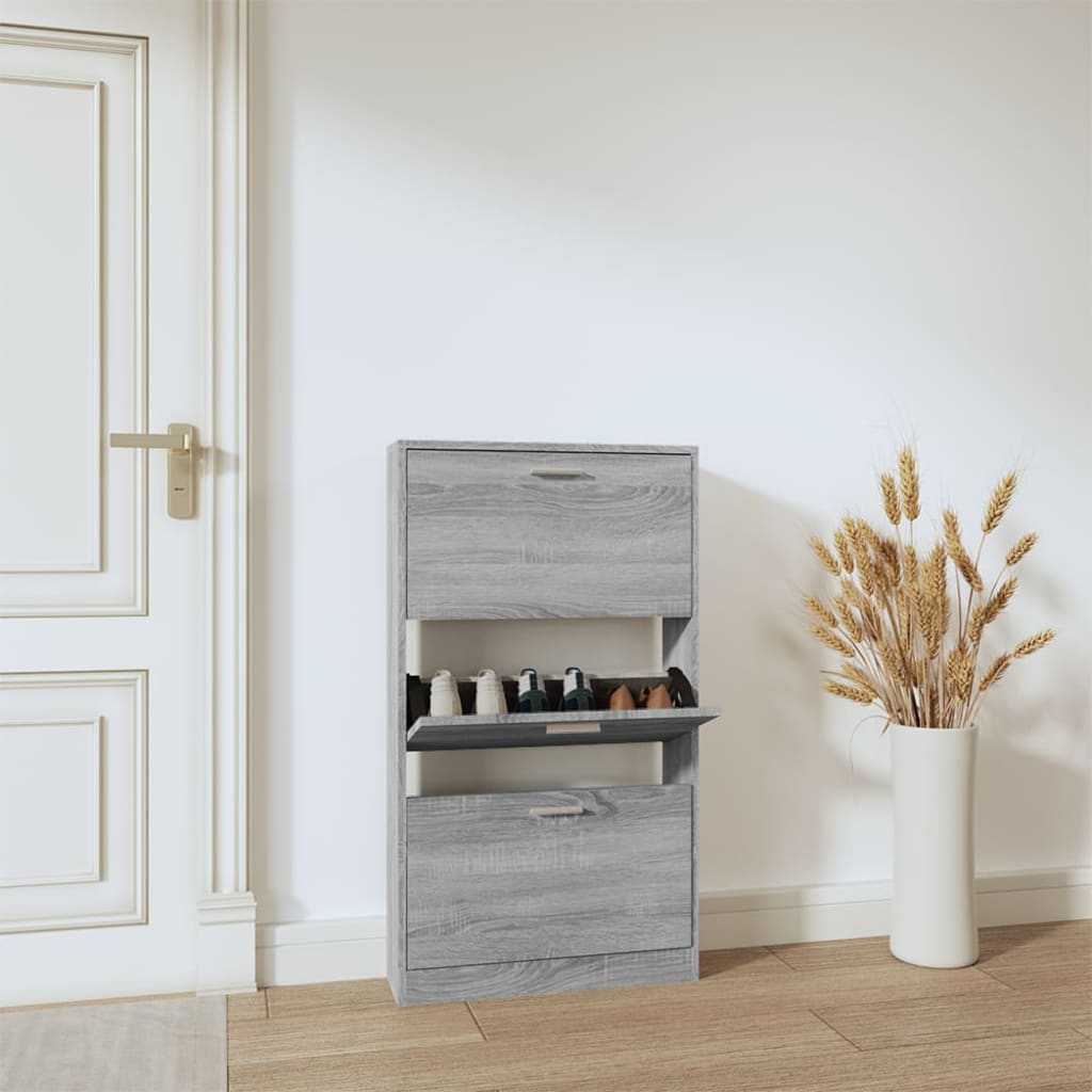Levně vidaXL Botník šedý sonoma 59x17x108 cm kompozitní dřevo