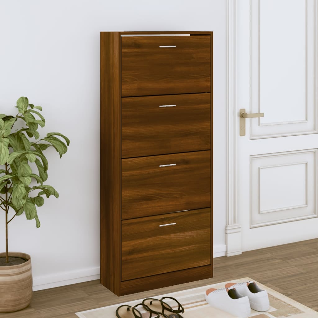 Levně vidaXL Botník hnědý dub 63x24x147 cm kompozitní dřevo
