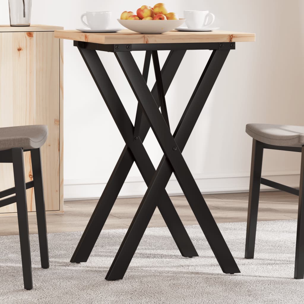 Levně vidaXL Jídelní stůl s X rámem 50 x 50 x 75,5 cm borové dřevo a ocel
