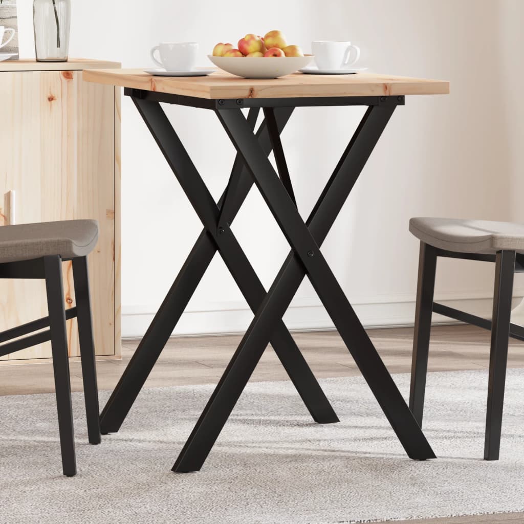 Levně vidaXL Jídelní stůl s X rámem 80 x 50 x 75,5 cm borové dřevo a ocel