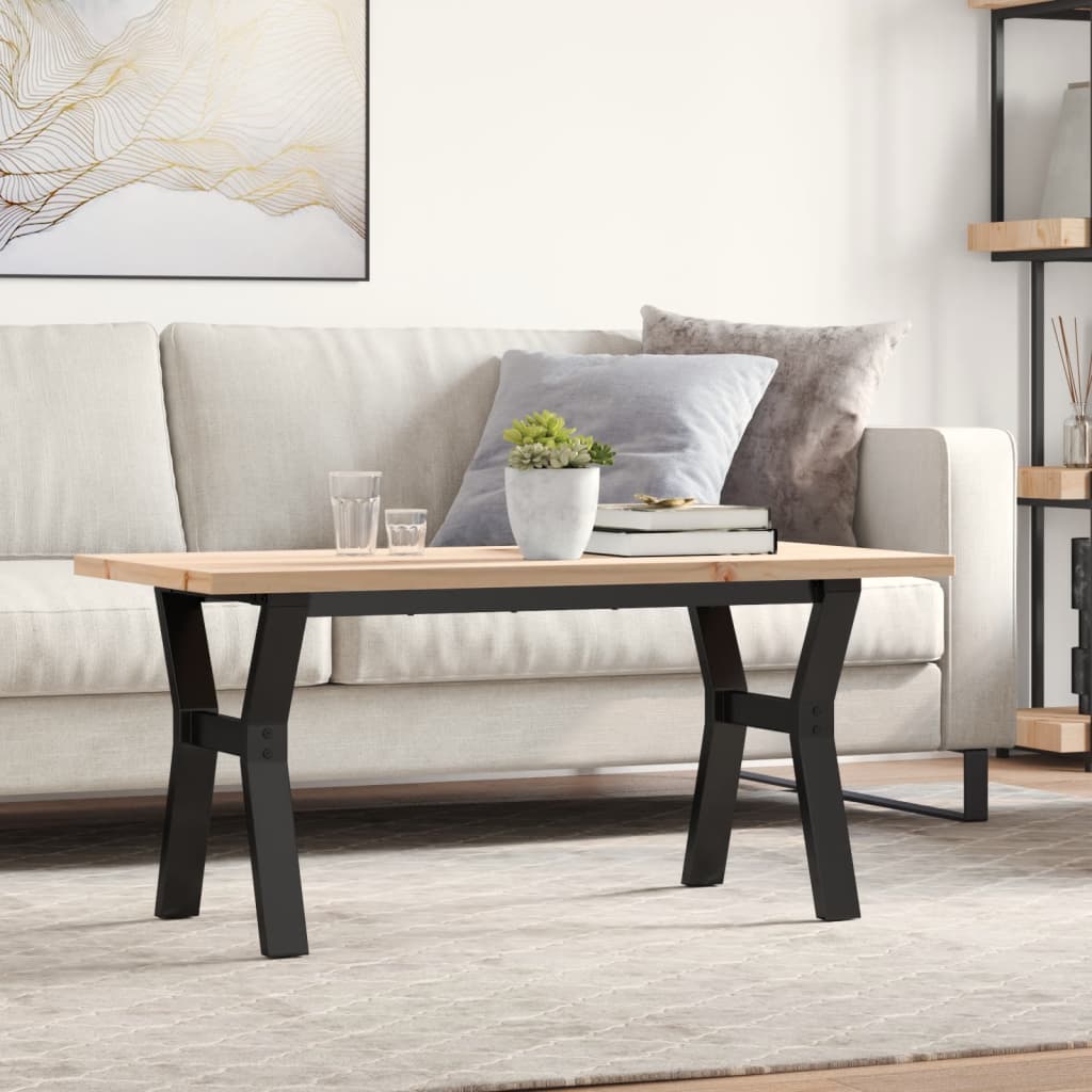 Levně vidaXL Konferenční stolek s Y rámem 100x50x45,5 cm borovice a ocel