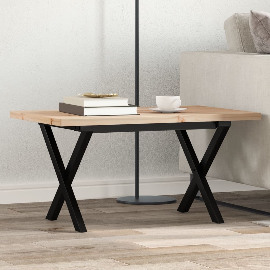 Levně vidaXL Konferenční stolek s X rámem 80x50x40,5cm borové dřevo a ocel