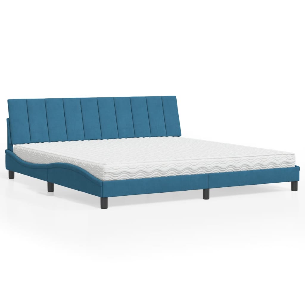 Levně vidaXL Postel s matrací Hanko modrá 200 x 200 cm samet