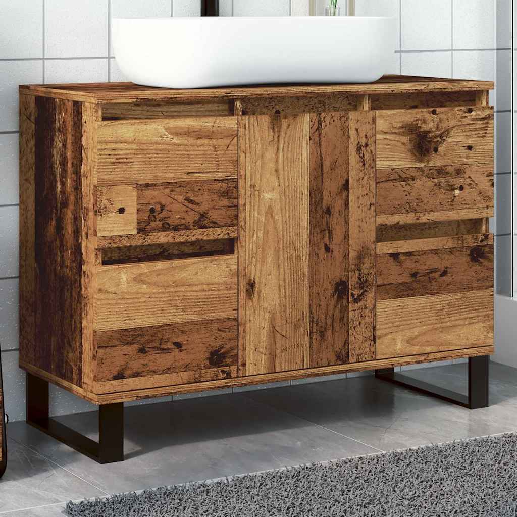 Levně vidaXL Koupelnová skříňka pod umyvadlo old wood 80x33x60 cm kompozit