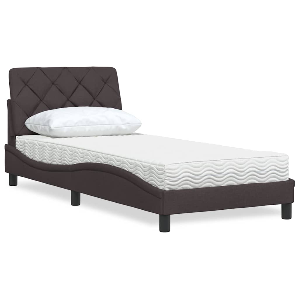 Levně vidaXL Postel s matrací tmavě hnědá 90 x 190 cm textil